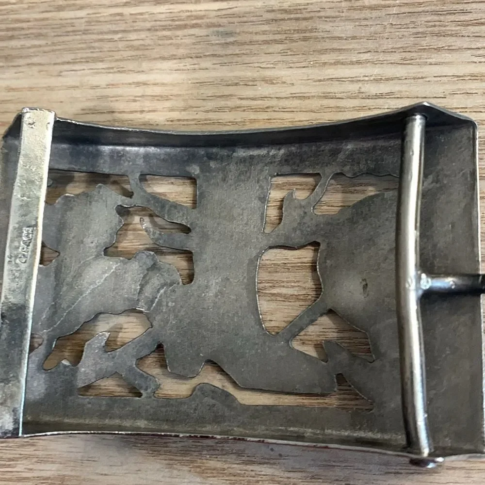 Alpaca Mexico Lightweight Cutout Style Cowboy Boot Handmade‎ Vintage Belt Buckle